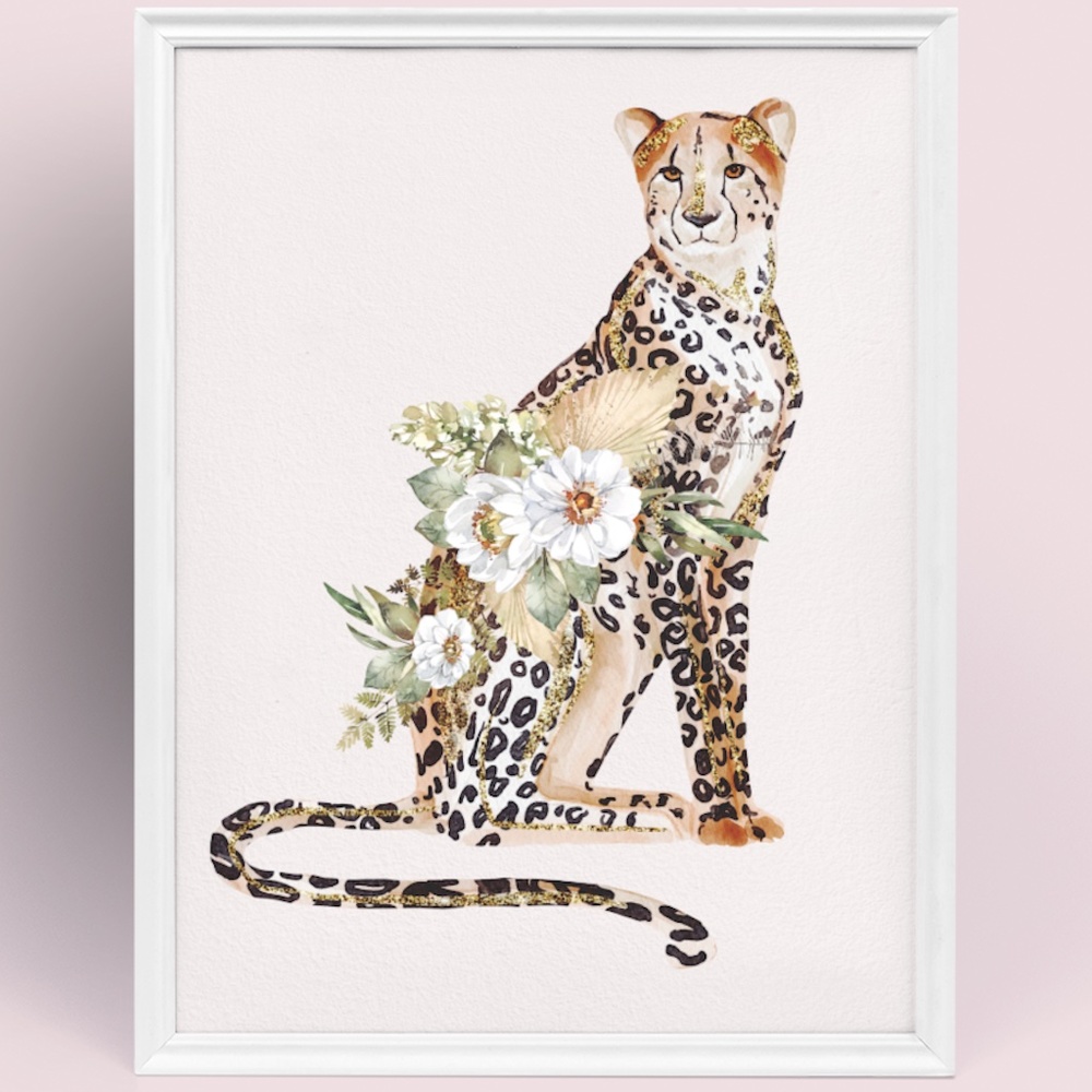 Cheetah Watercolor Illustration Wall Art Print Poster Unframed - Picture 11 of 16